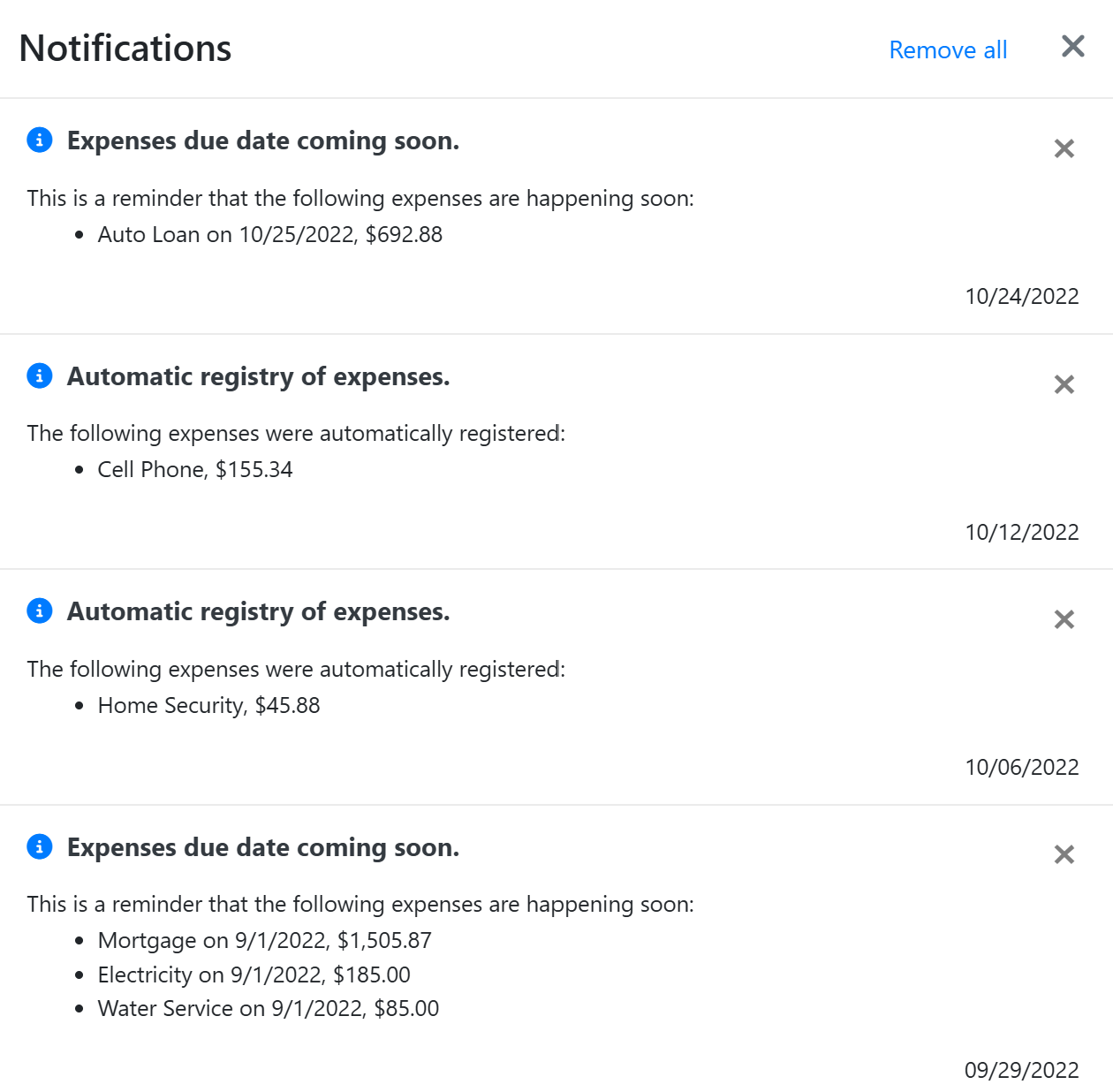 Reminders and notifications in Budget Leashed