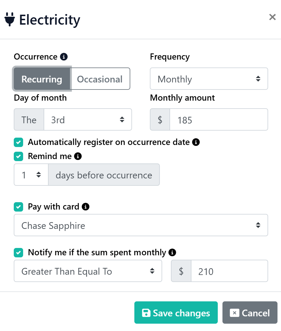 Automatic expense and income registration in Budget Leashed